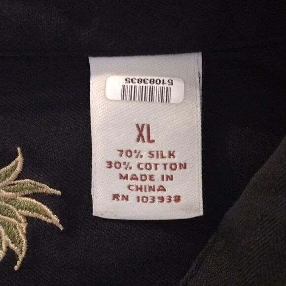 VTG Caribbean Pineapple Black Billiards Silk Blend Button Up Shirt Men's XL - Picture 12 of 15